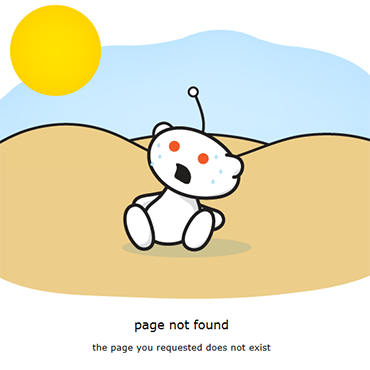 Reddit's “user not found” image, which displays for a deleted account.