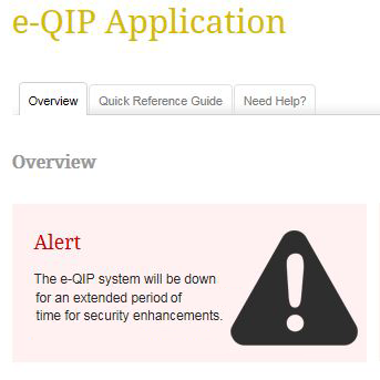 Modified screencap from OPM's alert system.