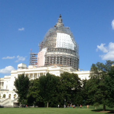Capitol dome under renovation, July 22, 2015