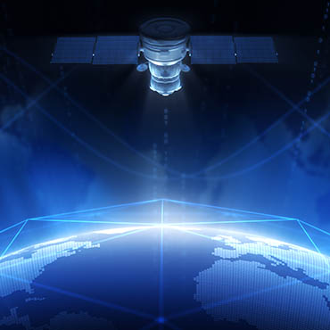 Shutterstock image (by Andry VP): Satellites and networks.