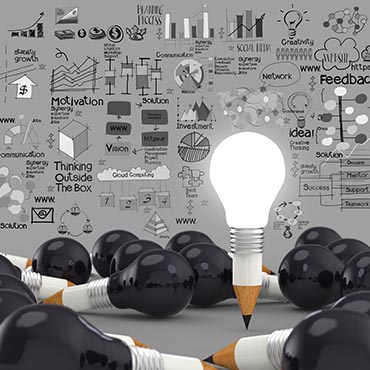 Shutterstock image: illuminated light bulb signifying an innovative idea.