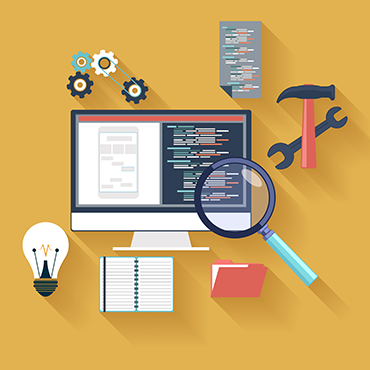 Shutterstock image (by robuart): application development, program code.