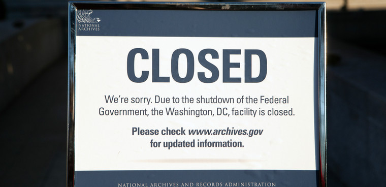 Mark Van Scyoc / Shutterstock.com DECEMBER 26, 2018: Sign at the visitor’s entrance of the US National Archives states it is closed due to the government shutdown. - Image