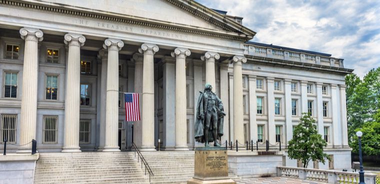 Treasury Dept headquarters, Washington DC. Shutterstock image ID 684809878 by  Bill Perry