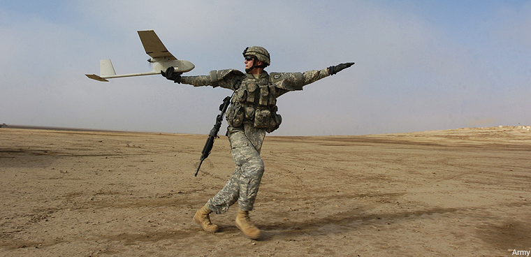 soldier launching drone (Army)