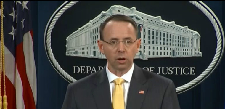 Deputy Attorney General Rod Rosenstein announces indictments against Russian groups and individuals accused of tampering with U.S. elections.