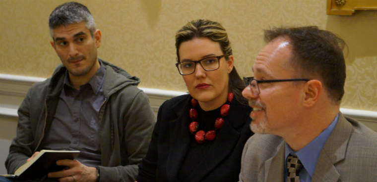 GSA's Dave Zvenyach, USAID's Alexis Bonnell and the Interior Department's Larry Gillick were among the participants in FCW's Feb. 28, 2018, roundtable discussion. Photo: Khary Wolinsky, 1105 Media