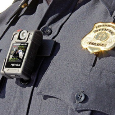 Body camera worn by police officer