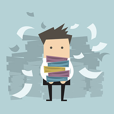 Shutterstock image (by iNueng): businessman carrying folders and papers.