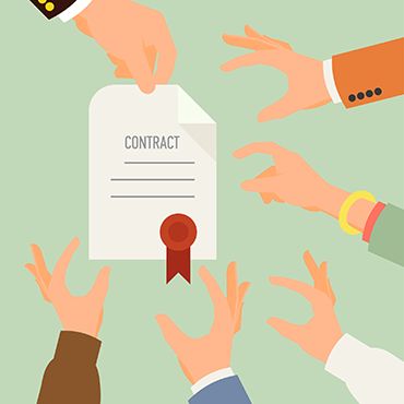 Shutterstock image (by Mascha Tace): business contract competition, just out of reach.