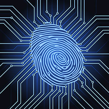 Shutterstock image (by NREY): digital fingerprint identification.