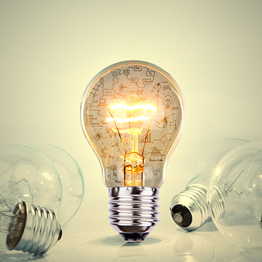 Shutterstock image: innovation concept, light bulb with a graph inside.