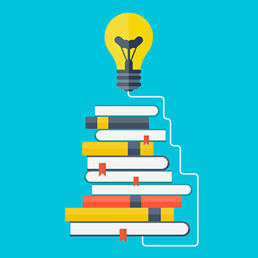 Shutterstock image (by Tarchyshnik Andrei): education concept image, books with a lightbulb above them.
