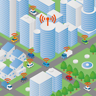 Shutterstock image (by chombosan): Wireless networking of vehicles.